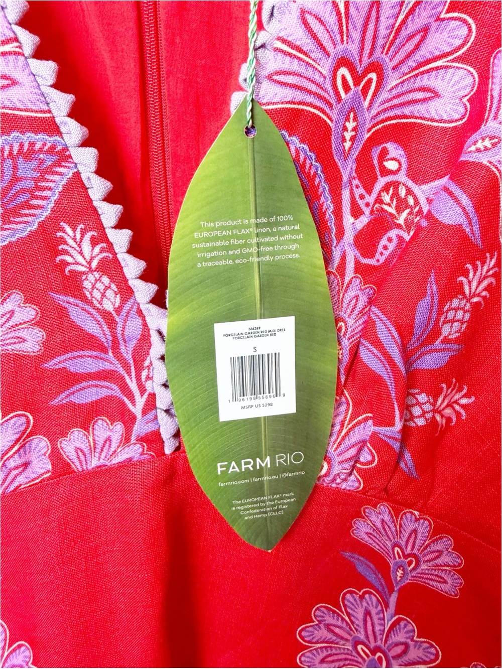 FARM Rio | Porcelain Garden Red Midi Dress NWT - Picture 5 of 11
